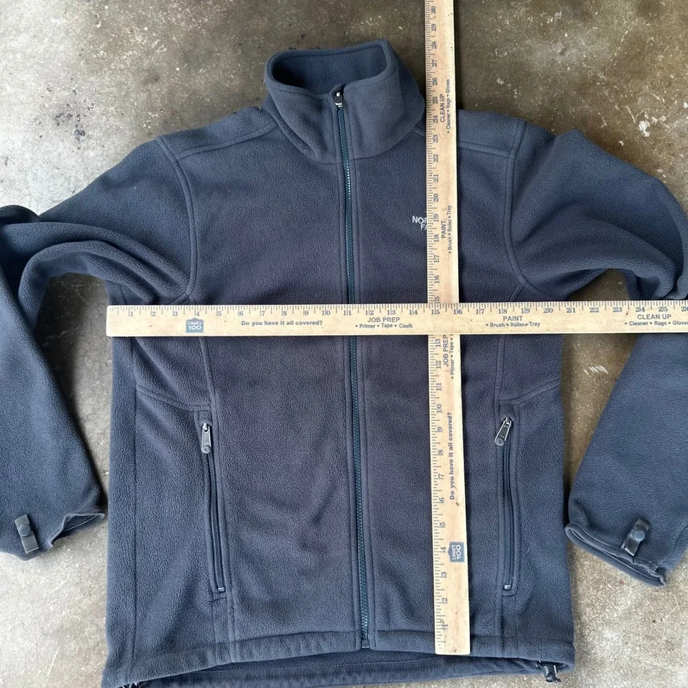 The North Face Fleece Jacket Mens Small Gray Excellent Full Zip Mock Neck Logo